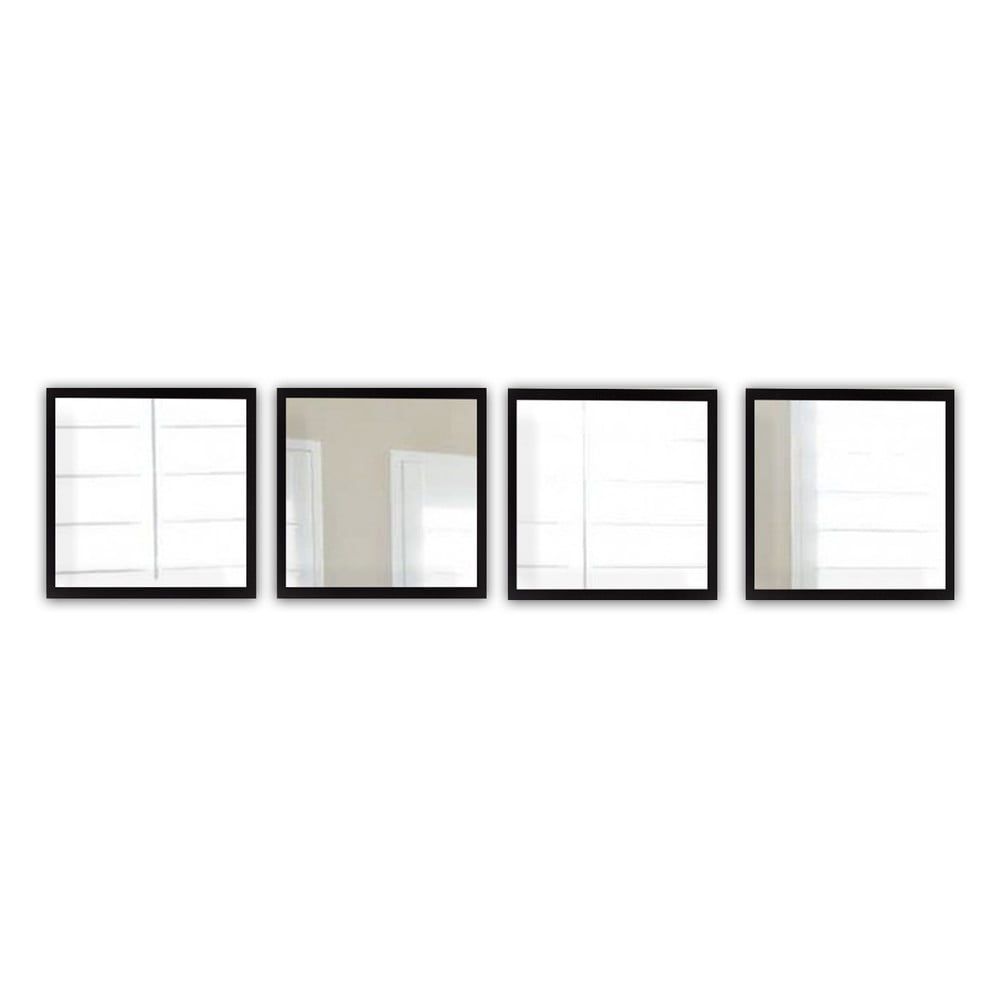 Súprava 4 nástenných zrkadiel s čiernym rámom Oyo Concept Setayna, 24 x 24 cm - Bonami.sk