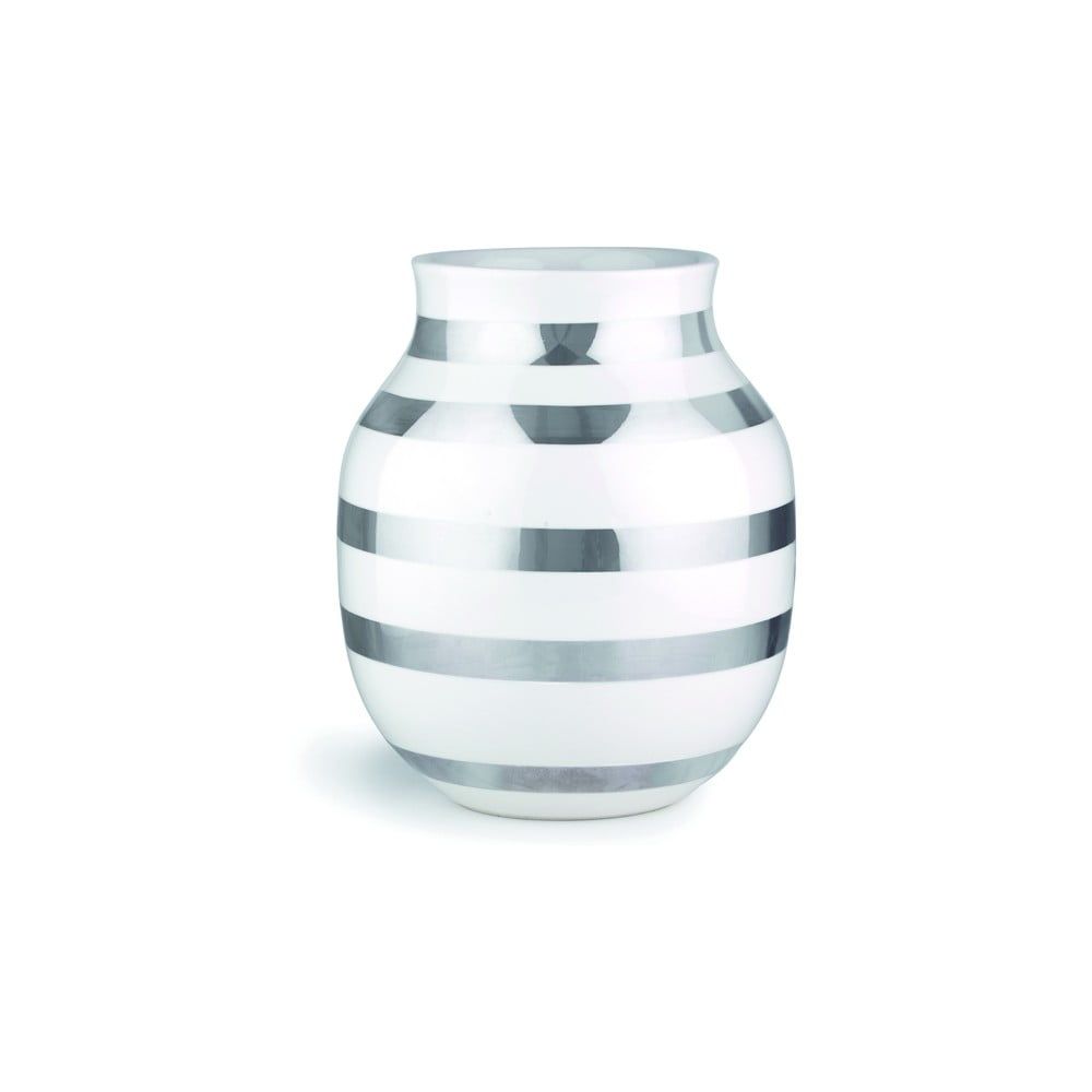 Biela kameninová váza s detailmi v striebornej farbe Kähler Design Omaggio, výška 20 cm - Bonami.sk