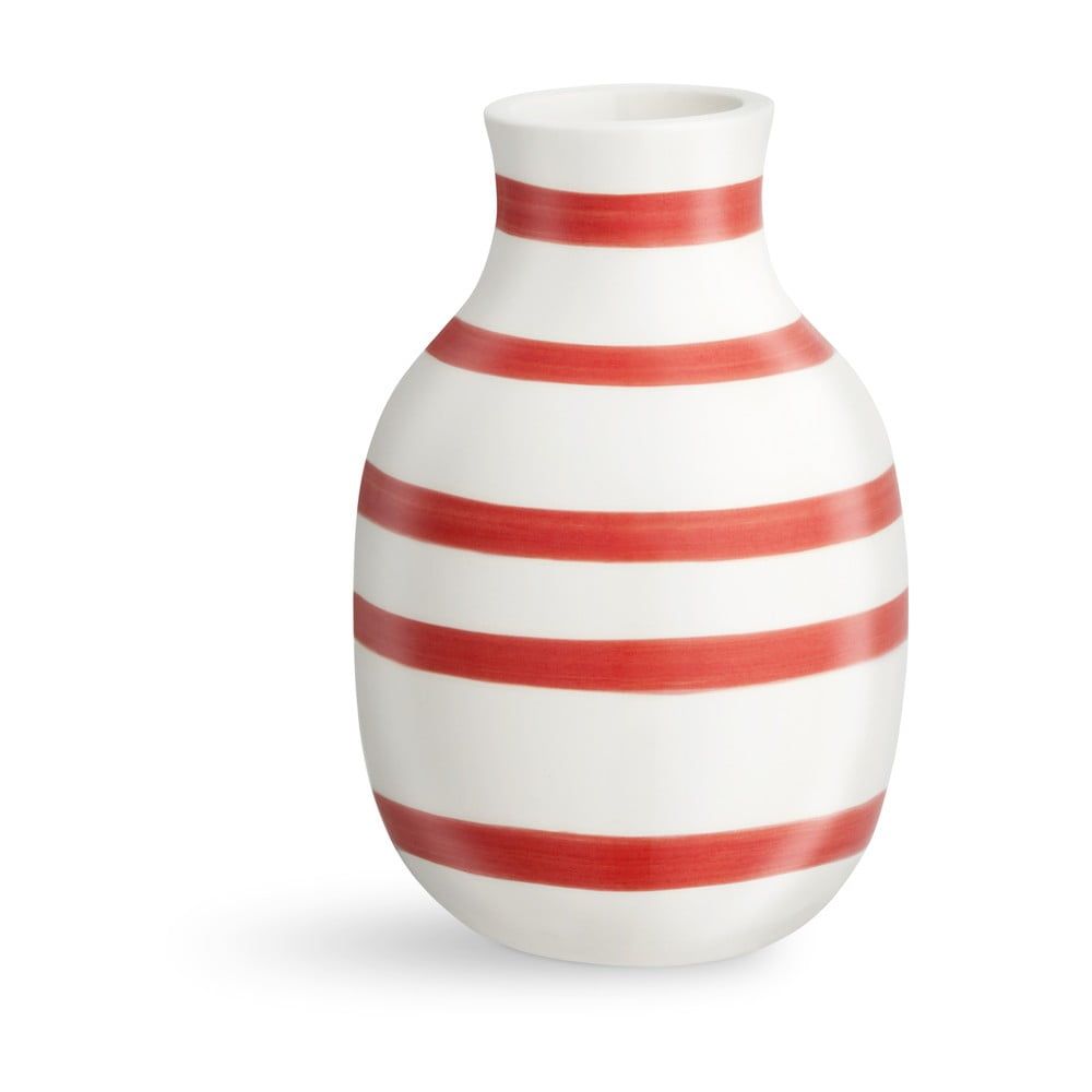 Bielo-červená pruhovaná keramická váza Kähler Design Omaggio, výška 12,5 cm - Bonami.sk
