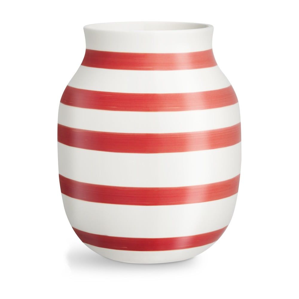 Bielo-červená pruhovaná keramická váza Kähler Design Omaggio, výška 20,5 cm - Bonami.sk