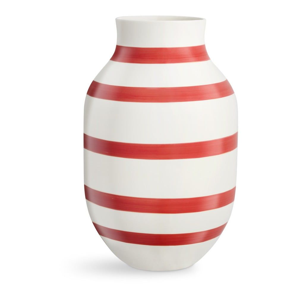Bielo-červená pruhovaná keramická váza Kähler Design Omaggio, výška 31 cm - Bonami.sk