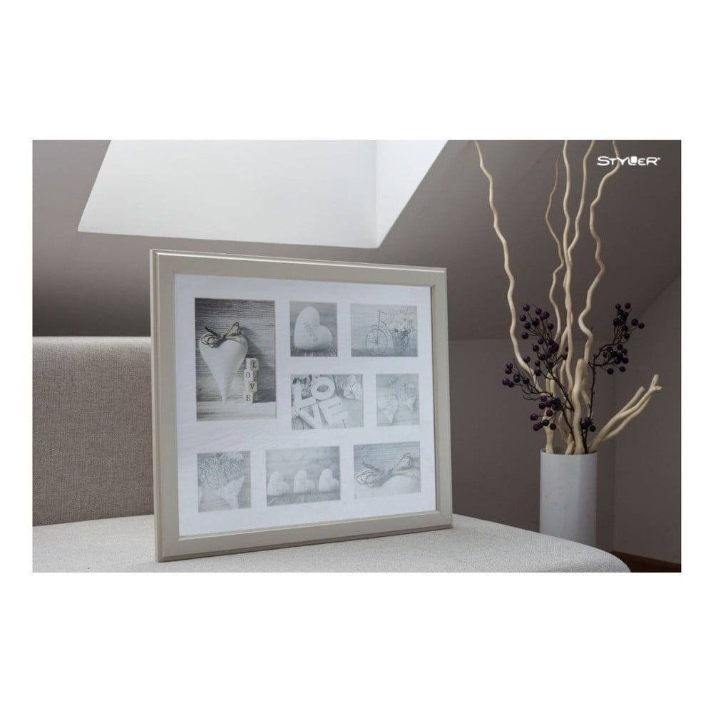Béžový rámček na 8 fotografií Styler Malmo, 51 × 41 cm - Bonami.sk