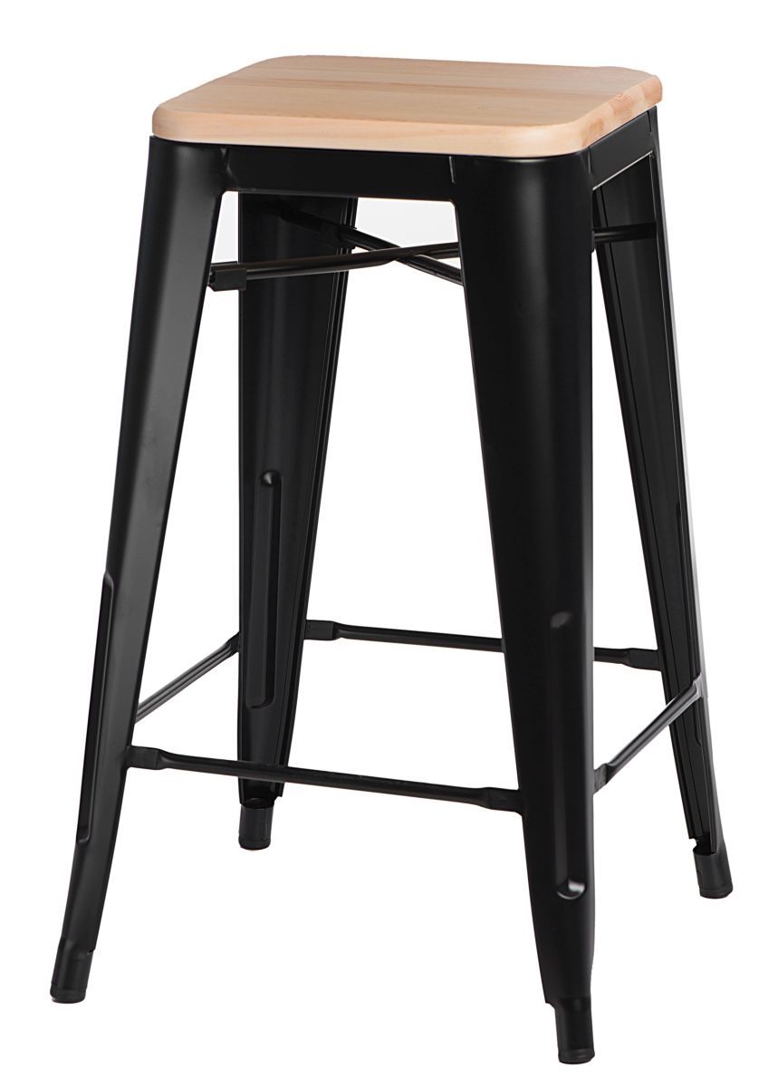  Barová stolička Paris Wood 75cm čierna sosna prírodné - mobler.sk