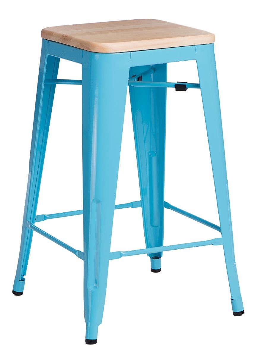  Barová stolička Paris Wood 75cm modrá sosna prírodné - mobler.sk