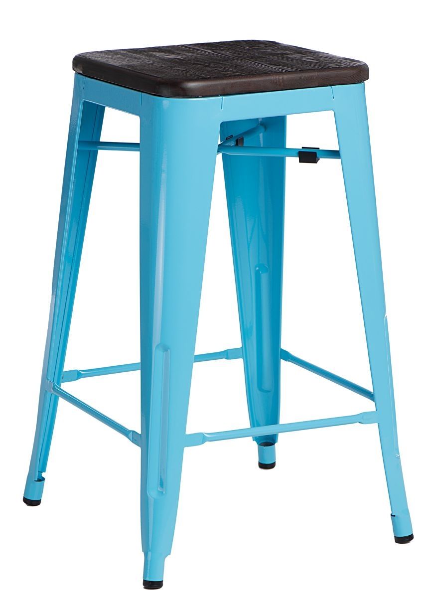  Barová stolička Paris Wood 75cm modrá sosna kartáčovaná - mobler.sk