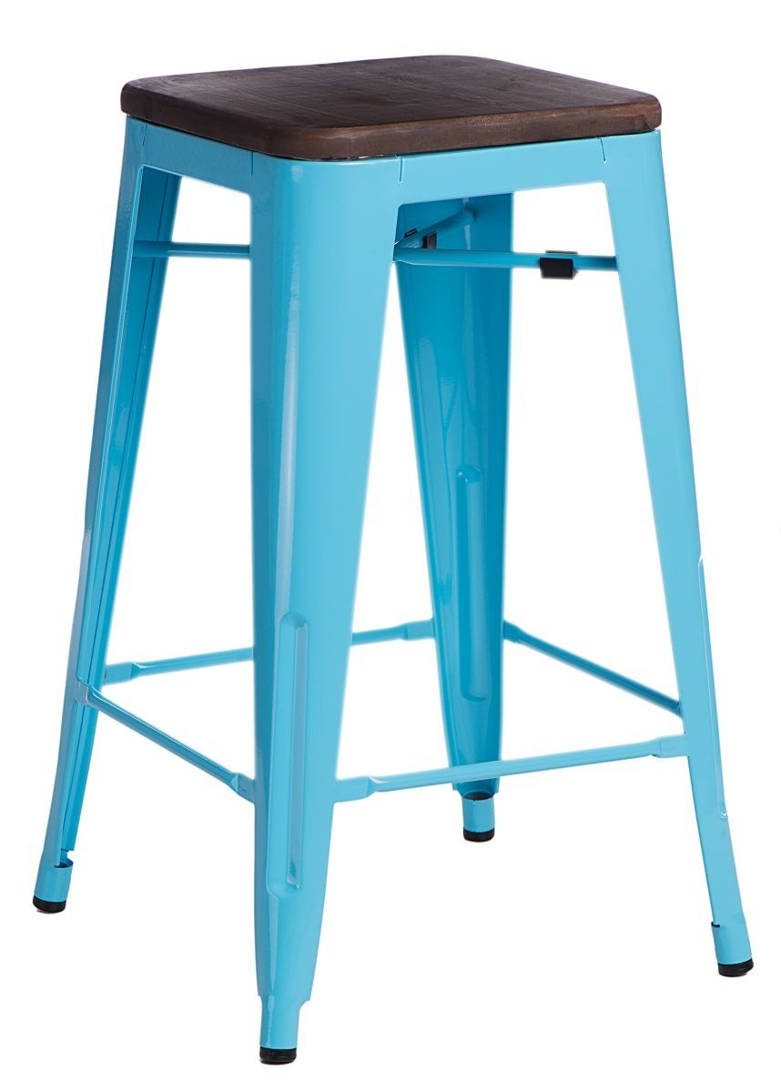  Barová stolička Paris Wood 65cm modrá sosna orech - mobler.sk