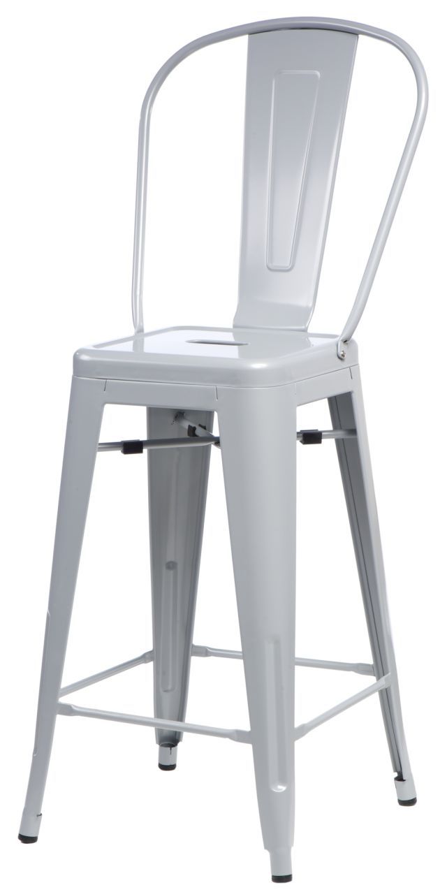  Barová stolička Paris Back šedá inšpirovaná Tolix - mobler.sk