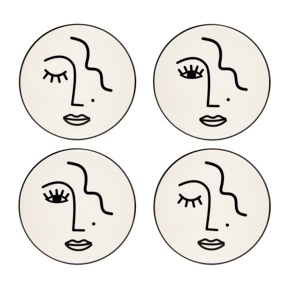Sada 4 porcelánových tanierikov Sass & Belle Abstract Face - Bonami.sk