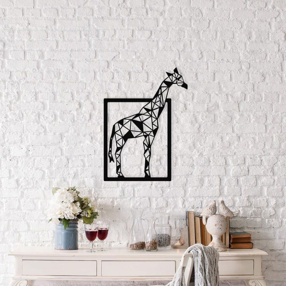 Čierna kovová nástenná dekorácia Giraffe, 45 × 60 cm - Bonami.sk