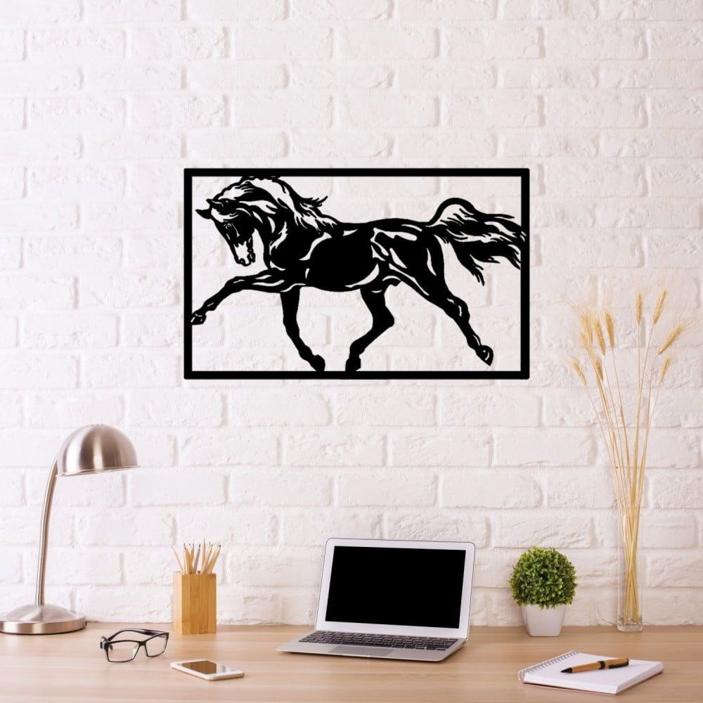 Čierna kovová nástenná dekorácia Horse Two, 70 × 50 cm - Bonami.sk