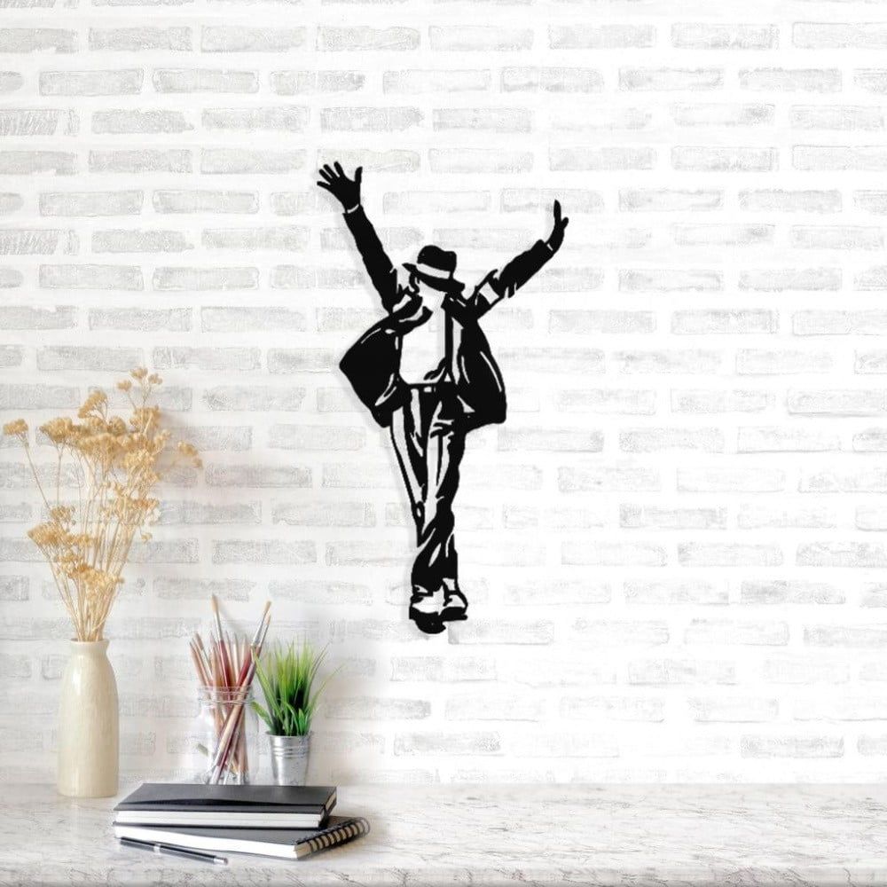 Čierna kovová nástenná dekorácia Michael Jackson, 36 × 69 cm - Bonami.sk