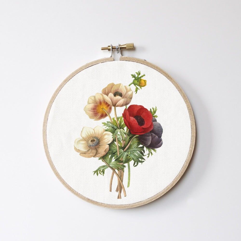 Nástenná dekorácia Surdic Stitch Hoop Flowers, ⌀ 27 cm - Bonami.sk