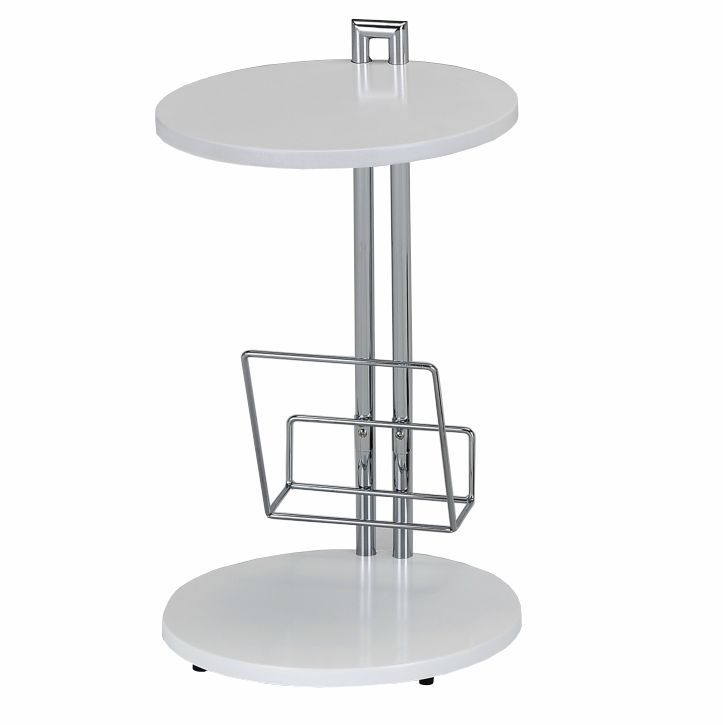 Příruční stolek s držiadkom na časopisy, bílá / chromovaná, ANABEL 0000006061 Tempo Kondela - dekorhome.sk