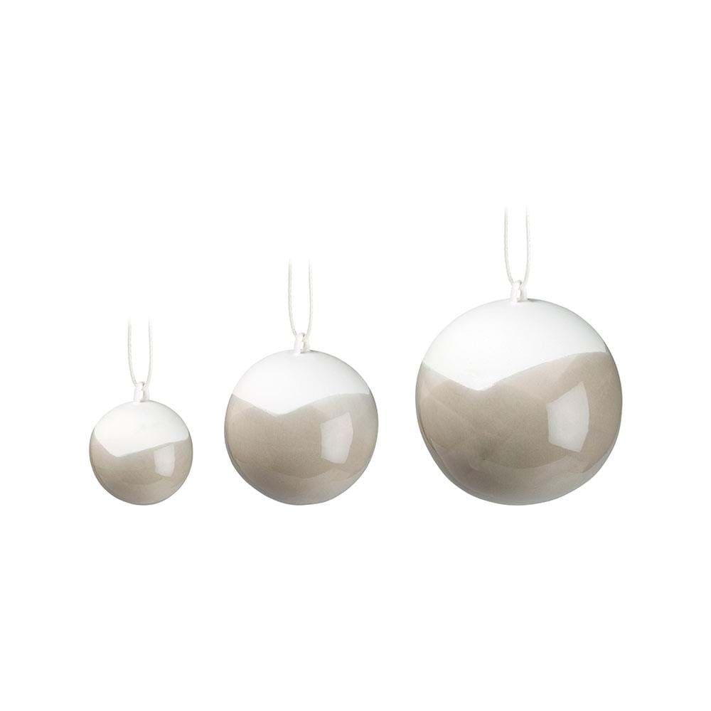 Súprava 3 sivých vianočných ozdôb na stromček z kostného porcelánu Kähler Design Nobili - Bonami.sk