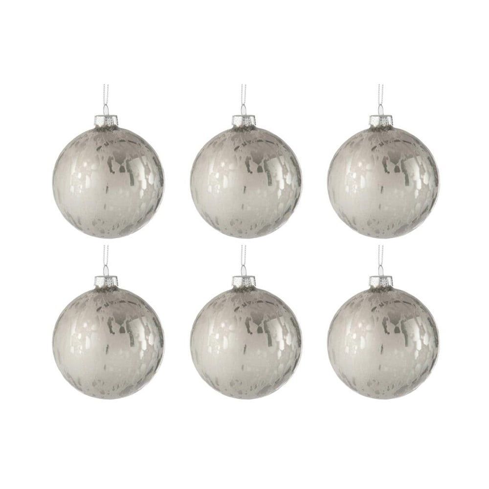 Sada 6 bielych sklenených vianočných ozdôb J-Line Bauby, ø 8 cm - Bonami.sk