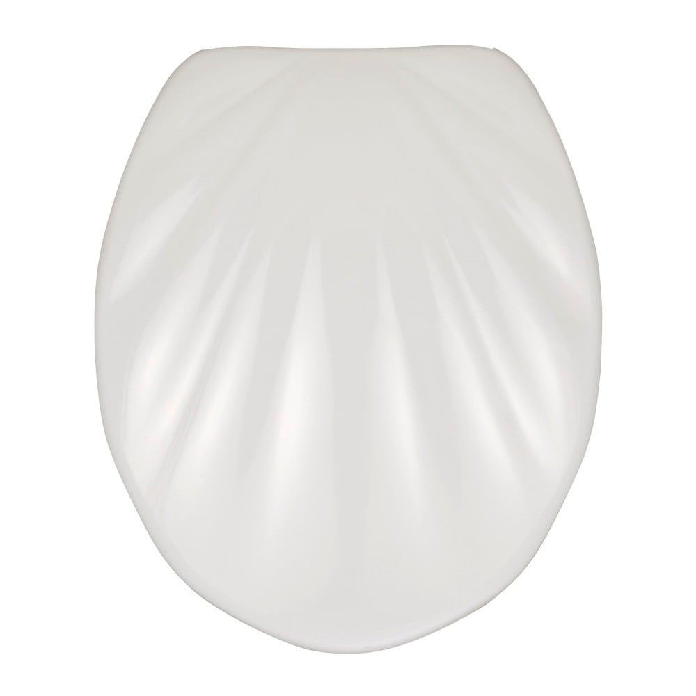 Biele WC sedadlo s jednoduchým zatváraním Wenko Premium Sea Shell, 45,5 × 38 cm - Bonami.sk