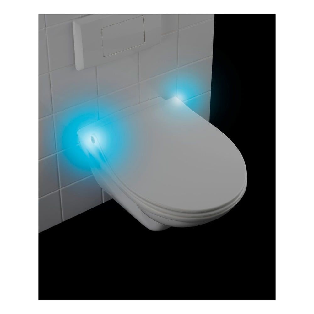 Biele WC sedadlo S LED svetlami a jednoduchým zatváraním Wenko Gubbio, 44 x 36,8 cm - Bonami.sk