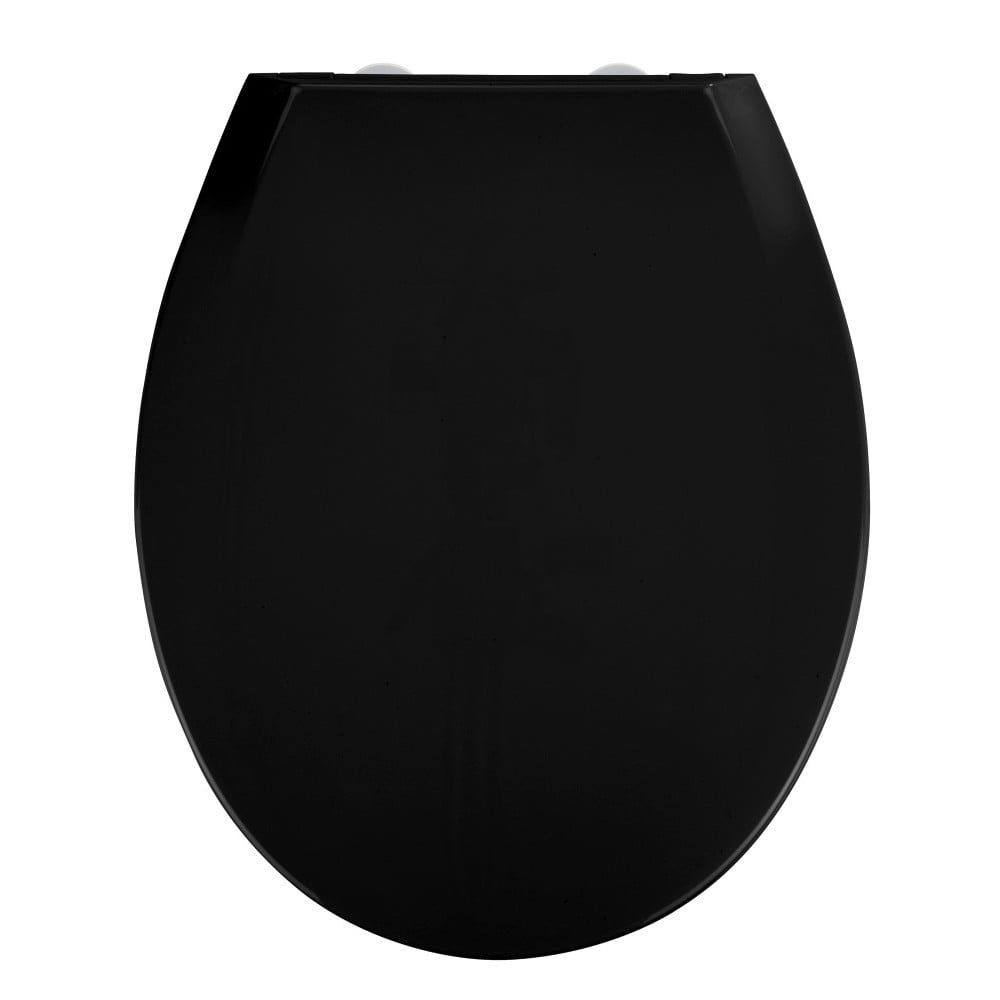 Čierne WC sedadlo s jednoduchým zatváraním Wenko Kos, 44 × 37,5 cm - Bonami.sk