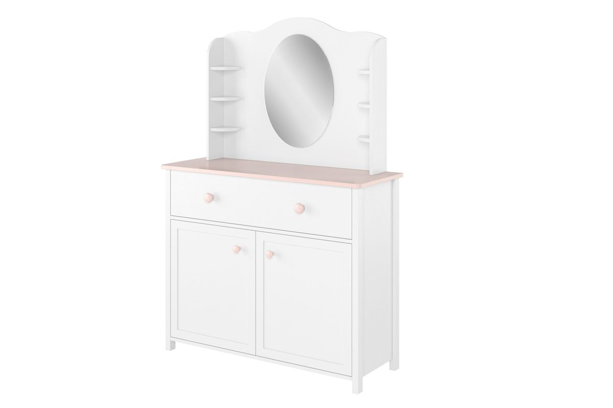 Byvajsnami SK, DELOR toaletný stolík, biela, ružová - Byvajsnami.sk