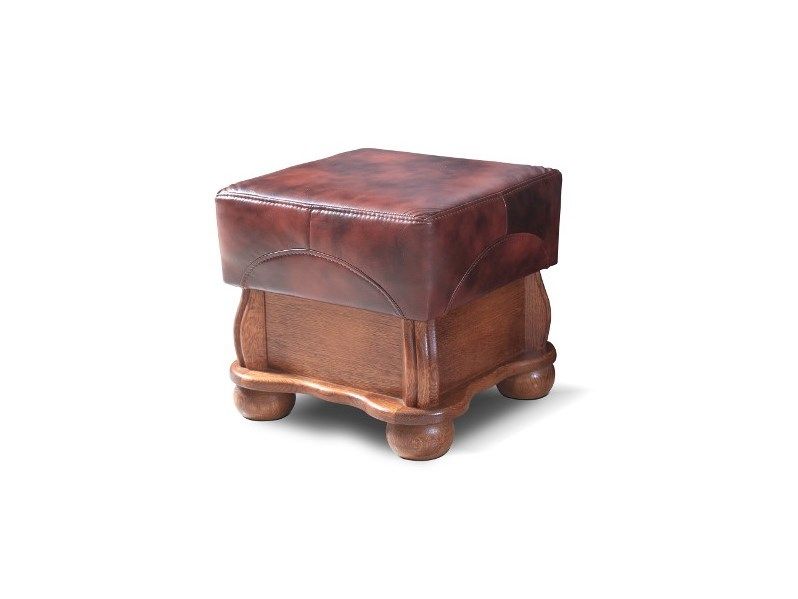 Kožená taburetka Parys - drevo D3 / hnedá (S42) - nabbi.sk