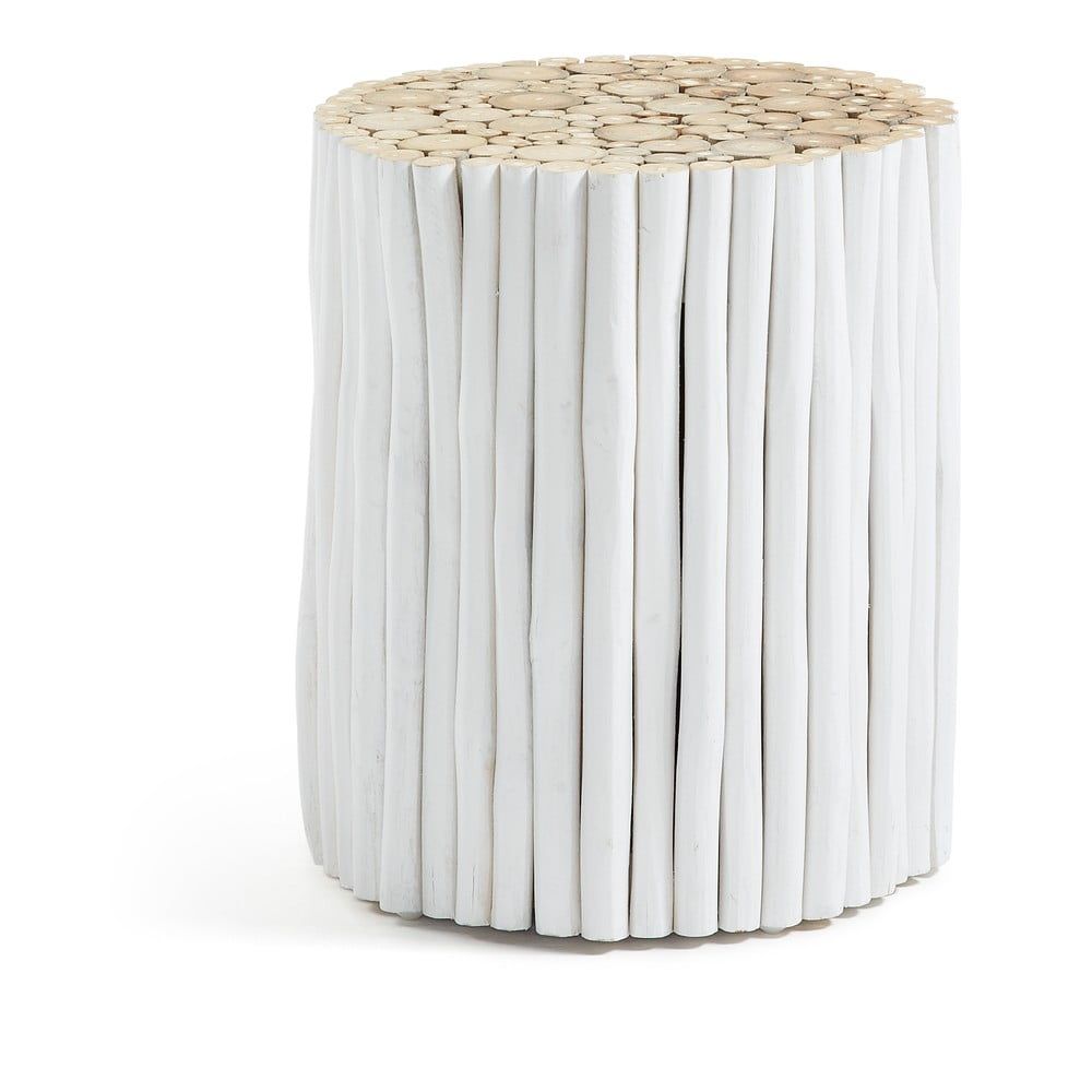 Biely taburet z teakového dreva La Forma Filippo, ⌀ 35 cm - Bonami.sk