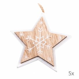 Sada 5 drevených závesných ozdôb v tvare hviezdy Dakls, dĺžka 7,5 cm Bonami.sk