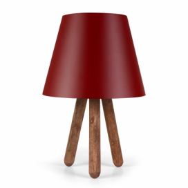 Červená stolová lampa s nohami z bukového dreva Kira