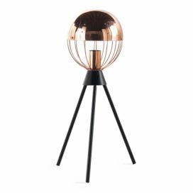 Čierna stolová lampa s detailmi v medenej farbe Geese Accent