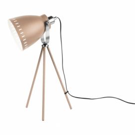 Pieskovohnedá stolová lampa s detailmi v striebornej farbe Leitmotiv Mingle