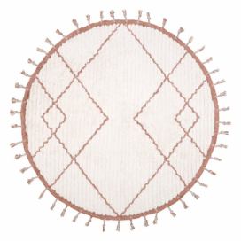 Bielo-hnedý bavlnený ručne vyrobený koberec Nattiot, ø 120 cm