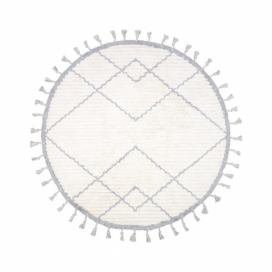 Bielo-sivý bavlnený ručne vyrobený koberec Nattiot, ø 120 cm