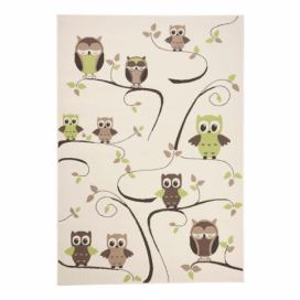 Detský zeleno-hnedý koberec Zala Living Owl, 140 × 200 cm