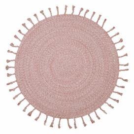 Ružový bavlnený ručne vyrobený koberec Octave, ø 110 cm