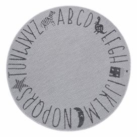Sivý detský koberec Ragami Letters, ø 120 cm