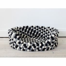 Čierno-biely guľôčkový vlnený pelech pre domáce zvieratá Wooldot Ball Pet Basket, 40 x 30 cm