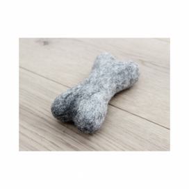 Oceľovosivá zvieracia vlnená hračka v tvare kosti Wooldot Pet Bones, dĺžka 14 cm