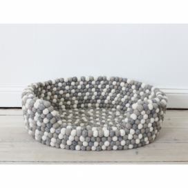 Svetlý sivo-biely guľôčkový vlnený pelech pre domáce zvieratá Wooldot Ball Pet Basket, 80 x 60 cm