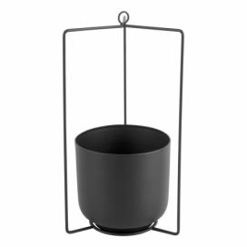 Čierny kovový závesný kvetináč PT LIVING Spatial, výška 36 cm