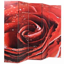 Paravan červená ruža Dekorhome 200x170 cm (5-dielny)