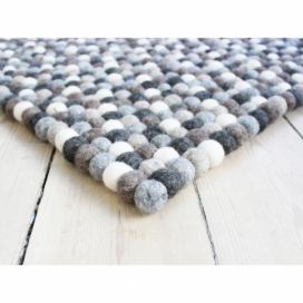Sivo-biely guľôčkový vlnený koberec Wooldot Ball rugs, 120 x 180 cm Bonami.sk