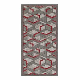Sivo-červený behúň Floorita Hypnotik, 55 x 115 cm