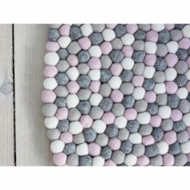 Svetlý ružovo-sivý guľôčkový vlnený koberec Wooldot Ball rugs, ⌀ 90 cm