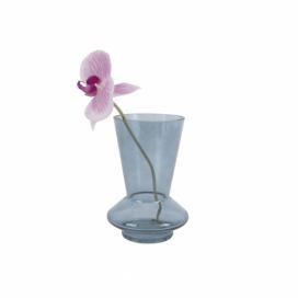 Modrá sklenená váza PT LIVING Glow, výška 17,5 cm