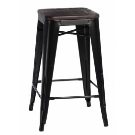  Barová stolička Paris Wood 75cm čierna sosna kartáčovaná