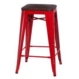  Barová stolička Paris Wood 65cm červená sosna orech