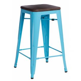  Barová stolička Paris Wood 65cm modrá sosna orech