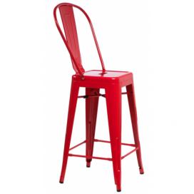  Barová stolička Paris Back červená inšpirovaná Tolix