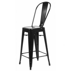  Barová stolička Paris Back čierna inšpirovaná Tolix