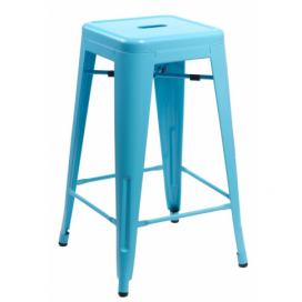  Barová stolička Paris 66cm modrá inšpirovaná Tolix