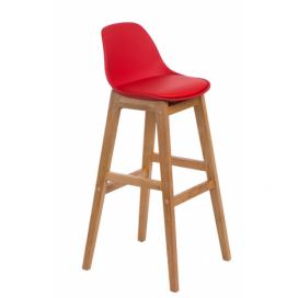  Barová stolička Norden wood, červené sedátko